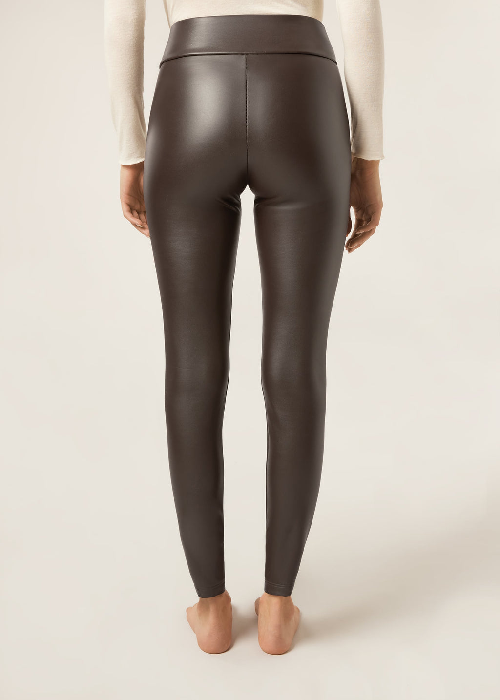Pantalon effet cuir thermique - Marron
