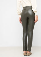 Pantalon effet cuir thermique - Vert militaire