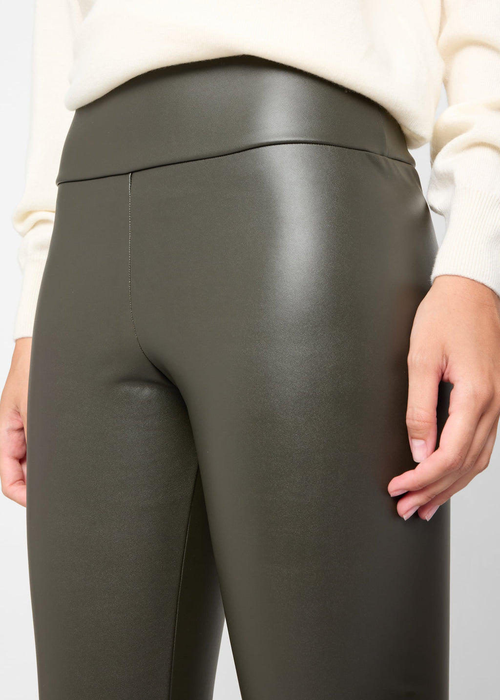 Pantalon effet cuir thermique - Vert militaire