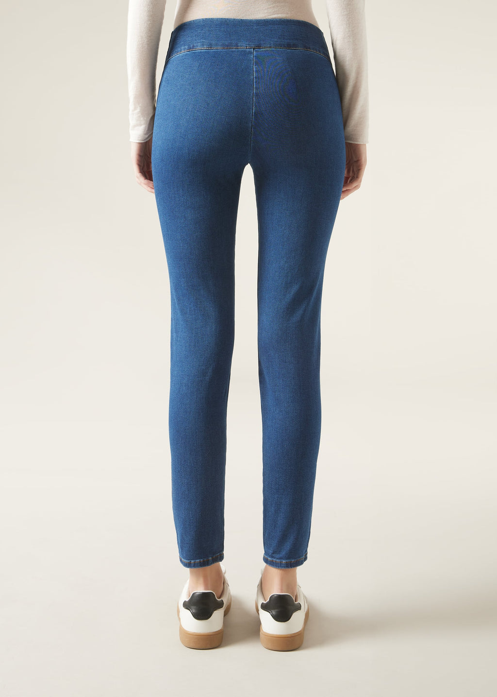 Leggings en denim skinny taille haute - Bleu Jean