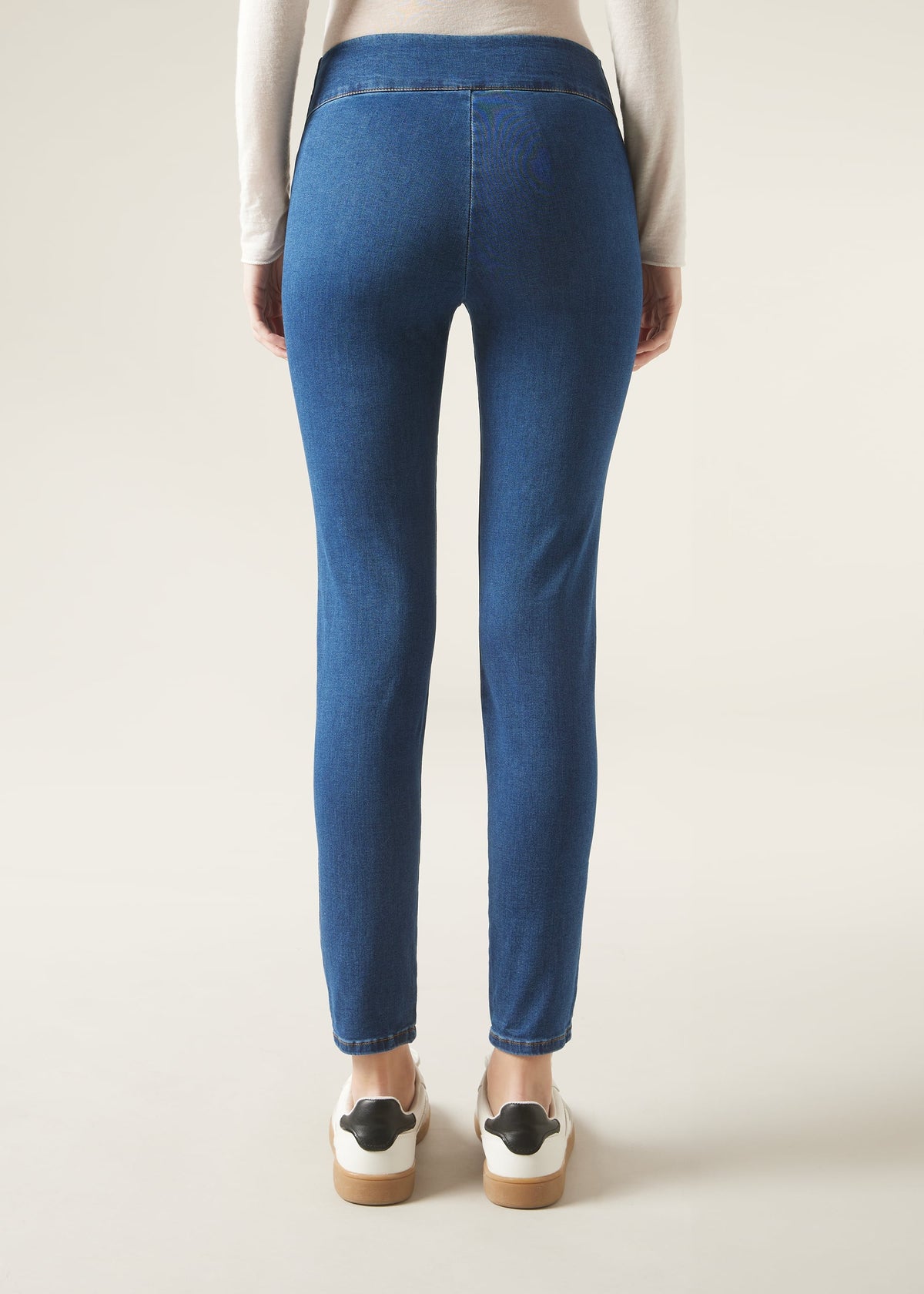 Leggings en denim skinny taille haute - Bleu Jean