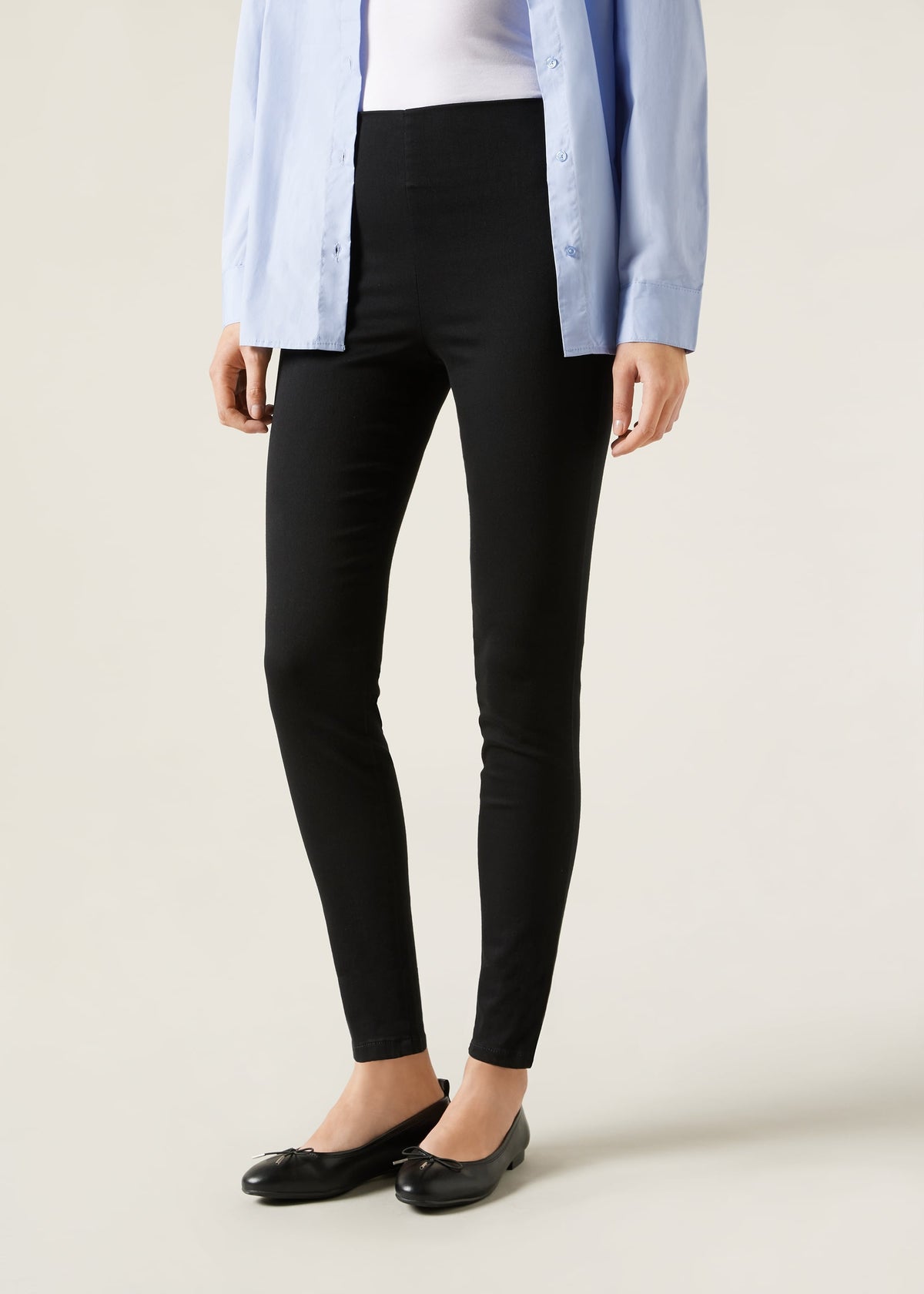 Leggings en denim skinny taille haute - Noir Denim