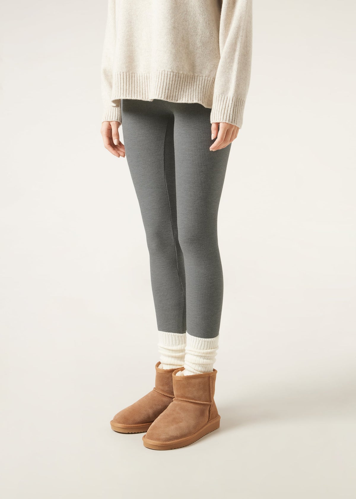 Legging avec cachemire - Gris Mélangé