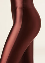 Legging ultra brillant satiné - Rouge Brique