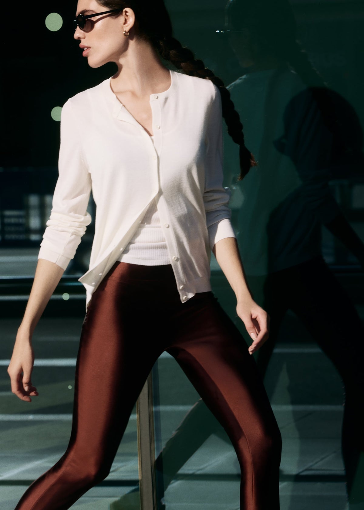 Legging ultra brillant satiné - Rouge Brique