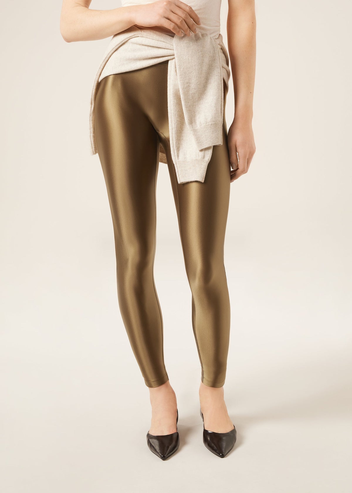 Legging ultra brillant satiné - Verde Oliva